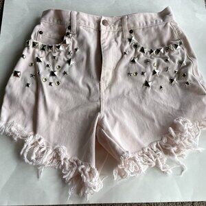 Pink Cutoff Denim Shorts